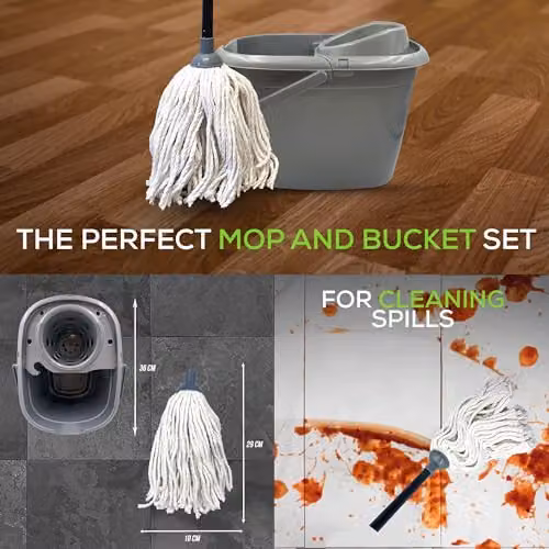 The Dustpan and Brush Store Grey Mop and Bucket Set with Wringer and 12L Capacity – 5