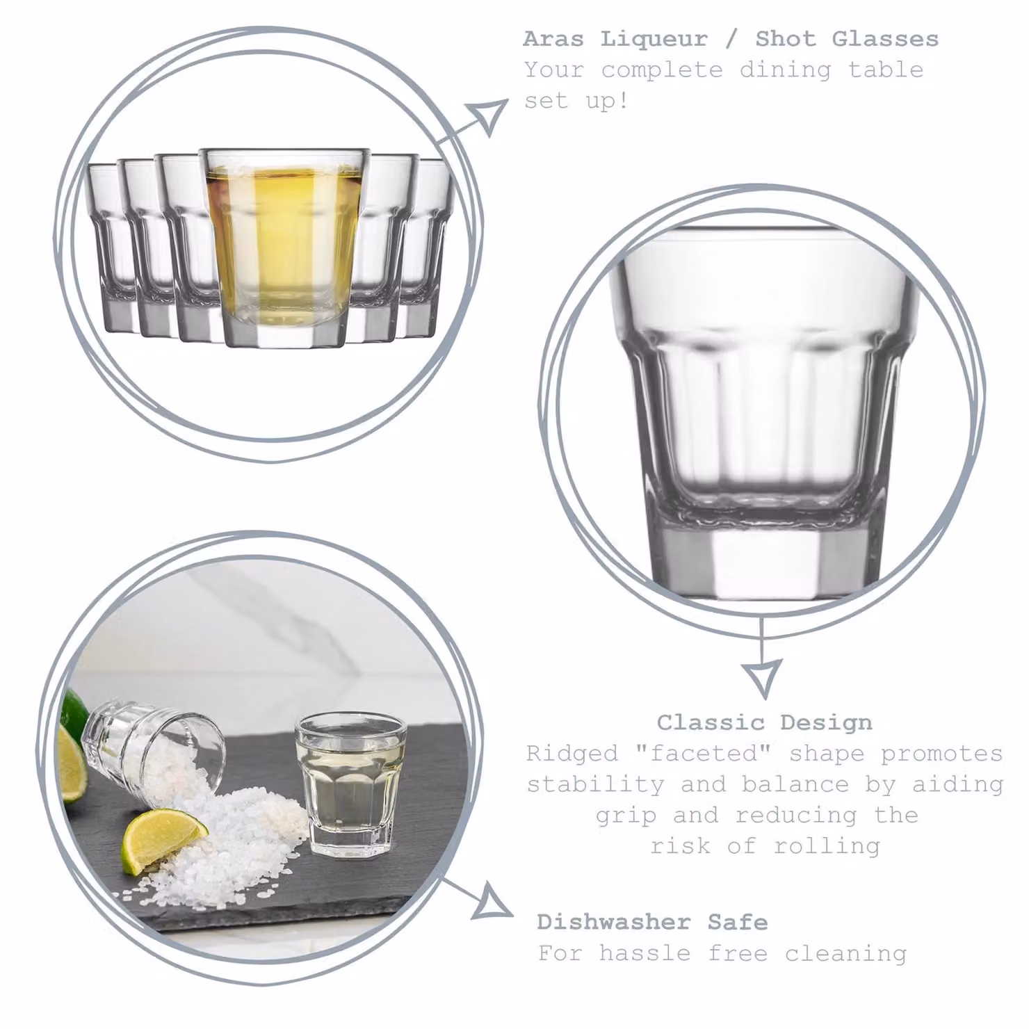 LAV Aras Transparent Glass Shot Glasses, 45 ml, Pack of 6 – 2