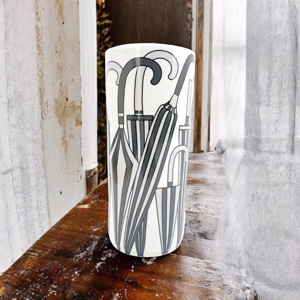 Minster Ceramic Umbrella Stand Vase in Black and White, W: 20 cm, D: 20 cm, H: 46 cm – 4