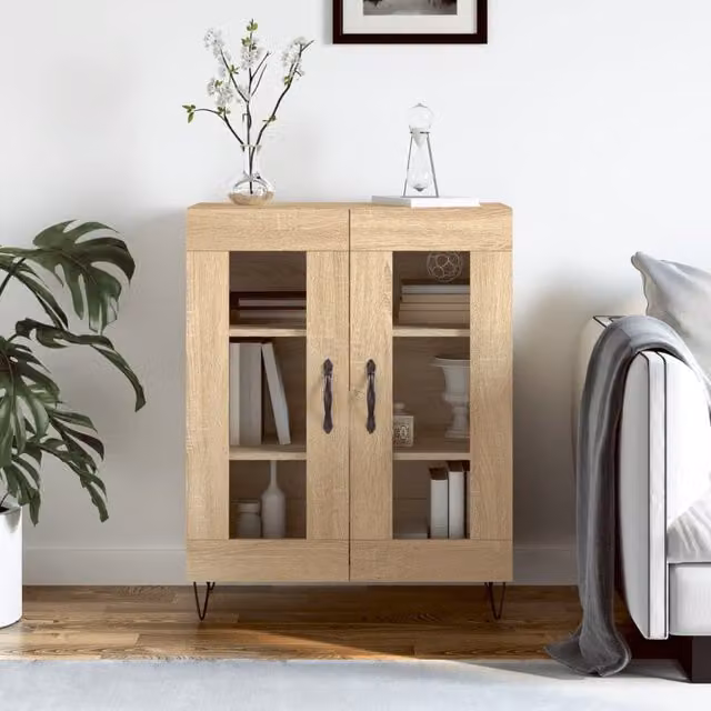 Berkfield Home Sonoma Oak Sideboard in Brown, W/D/H: 69.5 x 34 x 90 cm – 1