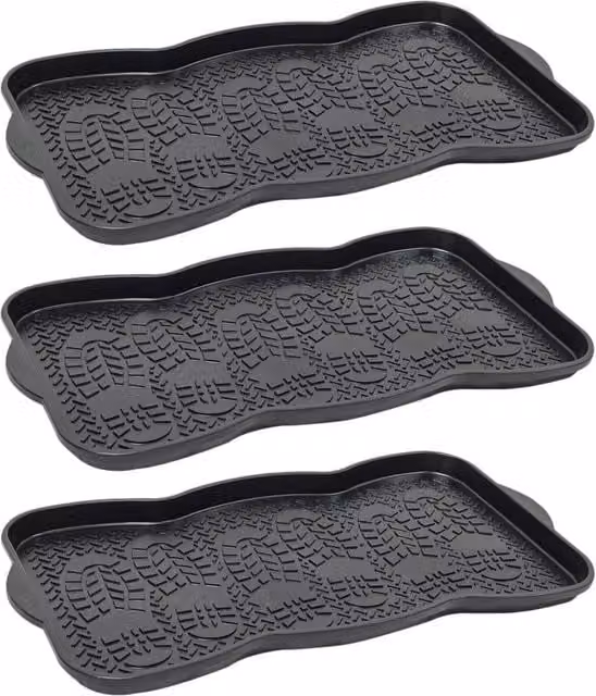 Kelvenix Set of 3 Plastic Shoe Trays in Black – 1