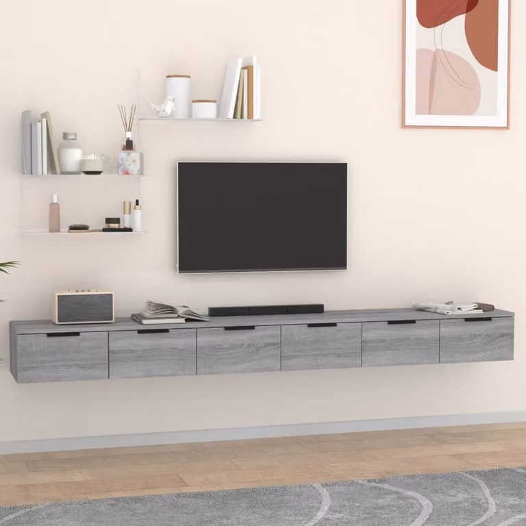 Berkfield Home Wall Mounted Cabinets, 2 Piece Set in Grey Sonoma, W/D/H: 102 x 30 x 20 cm