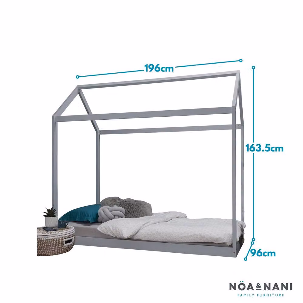 Nöa and Nani Kara Single 4 Poster Bed Frame in Silk Grey, Solid Pine Wood – 2