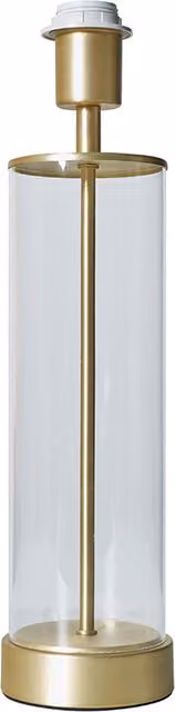 ValueLights Balan Clear Tube Table Lamp in Gold/Brass, Height: 43 cm