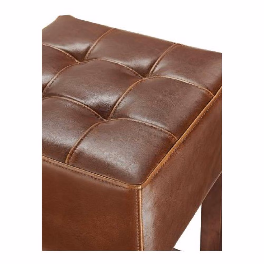 netfurniture Primo Walnut Wooden Bar Stool with Brown Bonded Leather Seat – 3