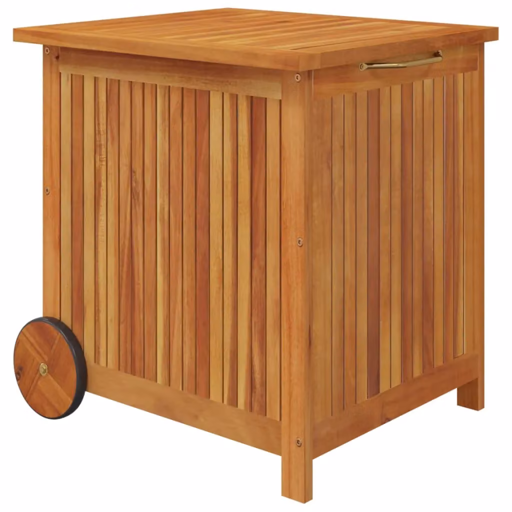 Berkfield Home Garden Storage Box with Wheels in Brown Solid Acacia Wood, W/D/H: 60 x 50 x 58 cm – 2
