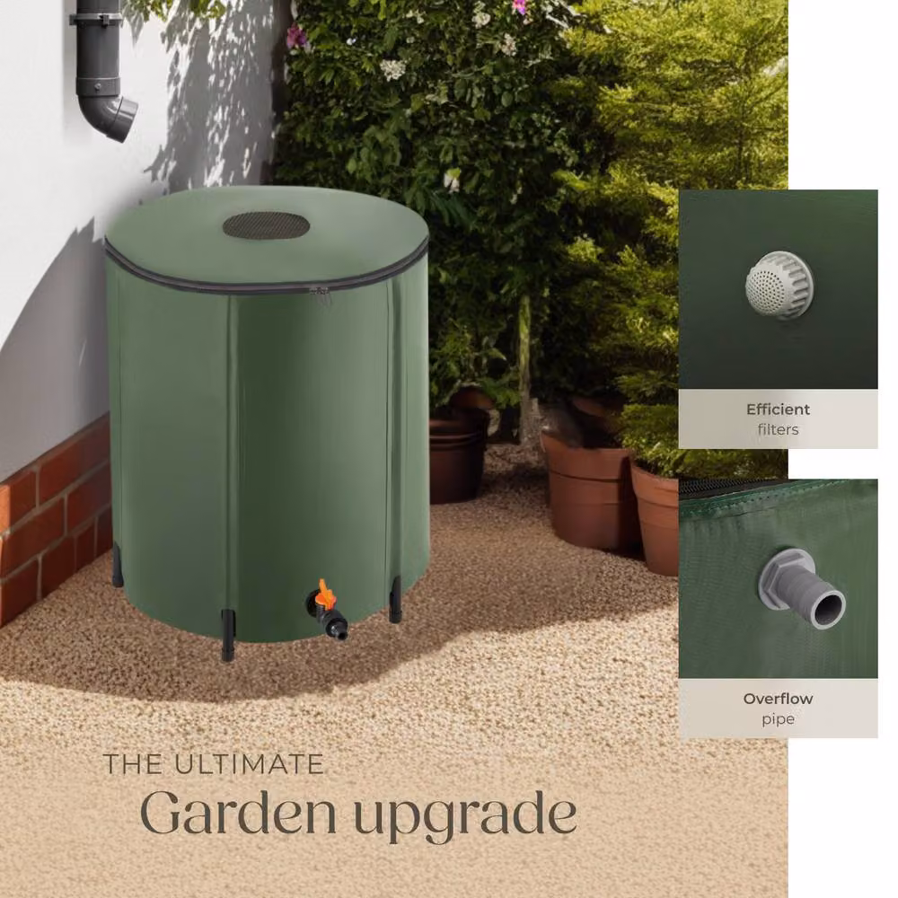 tectake Green Rain Barrel with Tap and Overflow Protection, 200 l – 5