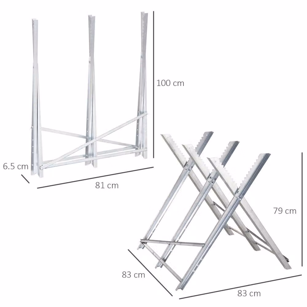STILVORA Foldable Steel Sawhorse Stand, Silver, 100 kg Capacity – 2
