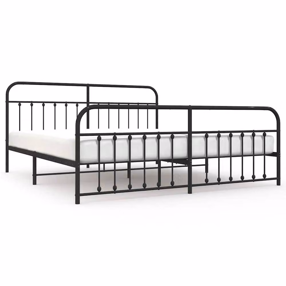 Berkfield Home Metal Bed Frame with Headboard and Footboard in Black, 200 x 200 cm – 3