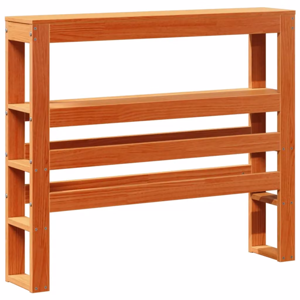 Berkfield Home Small Single Solid Wood Pine Bed Frame in Wax Brown with Side Compartments, W: 75 cm, L: 190 cm – 2