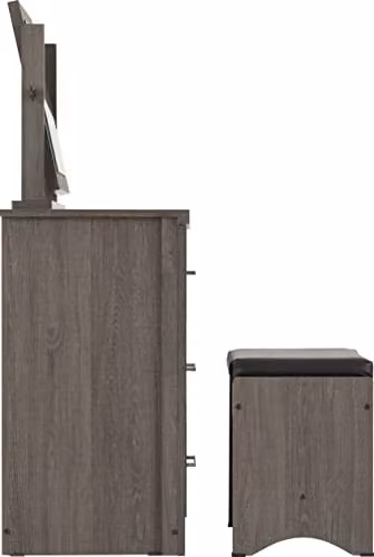 Seconique Lisbon 3 Drawer Dressing Table Set with Mirror in Black Matt Wood Grain – 2