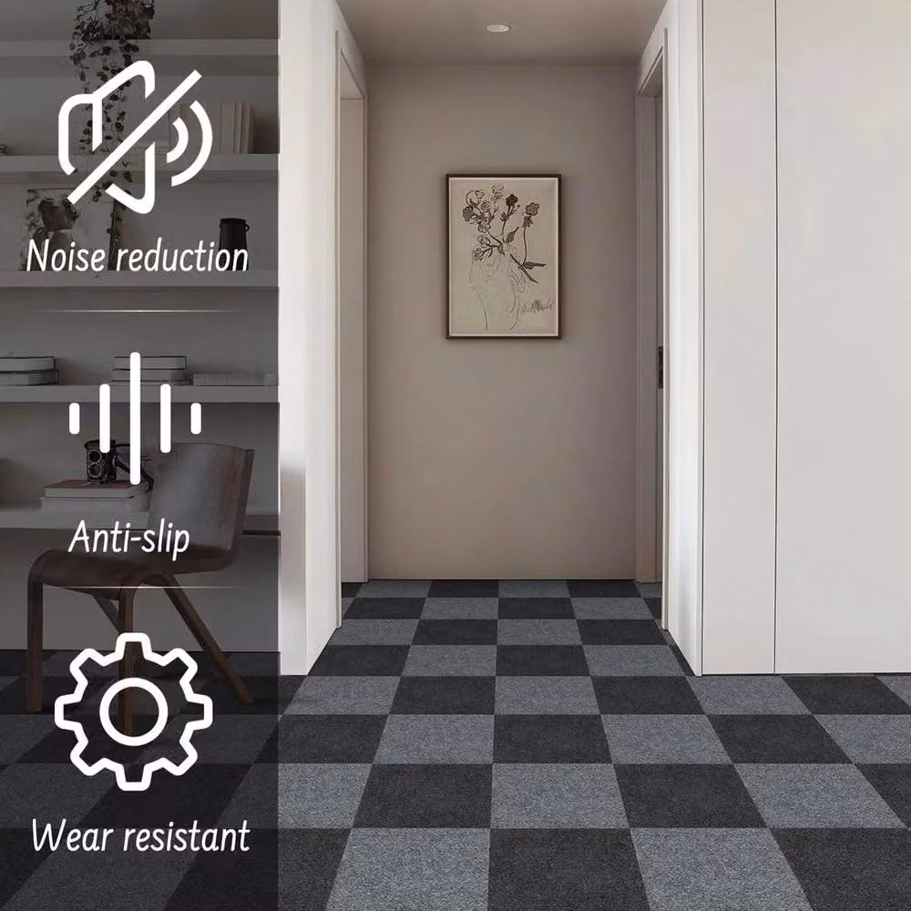 Kelvenix Black Polyester Carpet Tiles, 20 Pieces, W/D: 50 x 50 cm – 4
