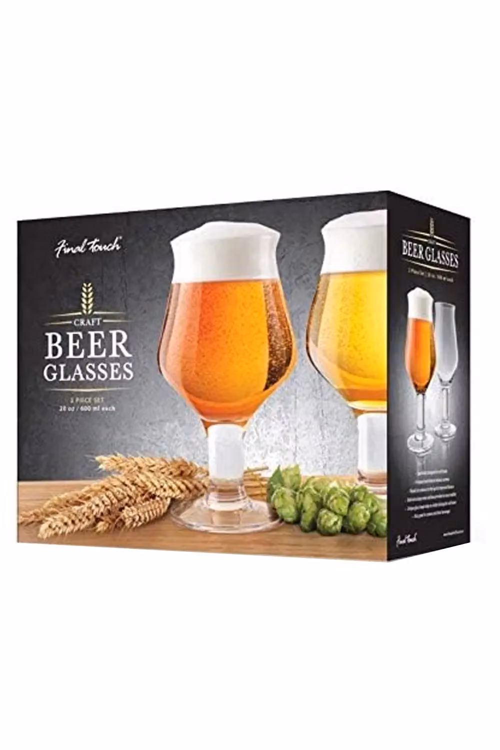 Final Touch Set of 2 Transparent Craft Beer Glasses, 600 ml – 5
