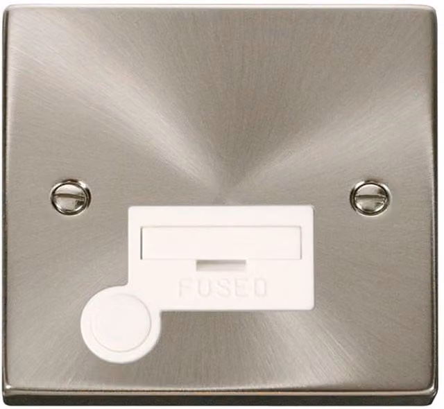 SE HOME Satin Brushed Chrome 13A Fused Connection Unit with Flex in White and Silver
