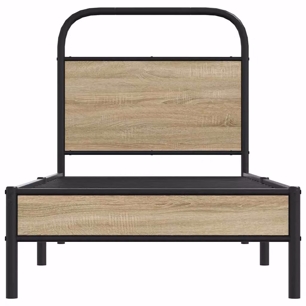 Berkfield Home Bed Frame in Smoked Oak and Brown Engineered Wood, W/D/H: 80 x 200 cm – 3