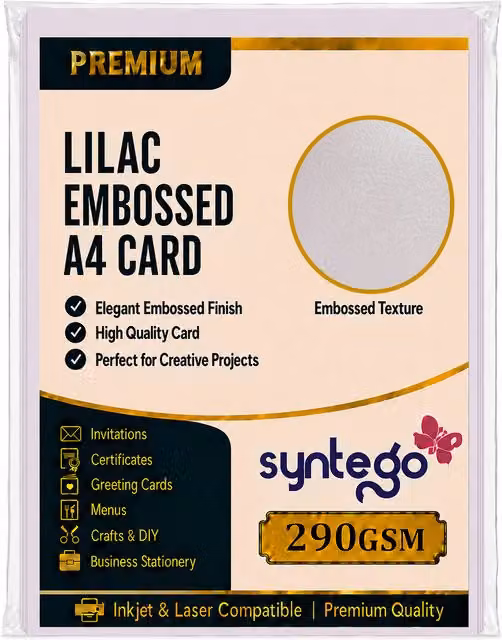Syntego 10 Sheets of A4 Purple Decorative Embossed Brocade Construction Paper