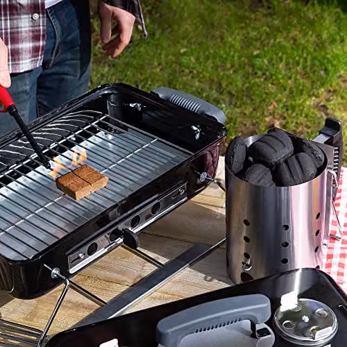 George Foreman Quick-Fire Compact Chimney BBQ Starter, Silver Stainless Steel Charcoal Burner, Diameter: 14.5 cm – 3