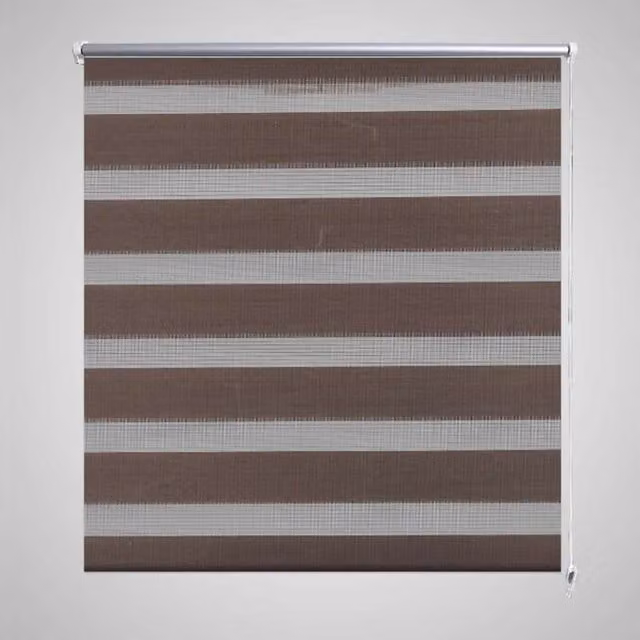 Berkfield Home Zebra Blind in Brown and White, W: 120 cm, H: 175 cm