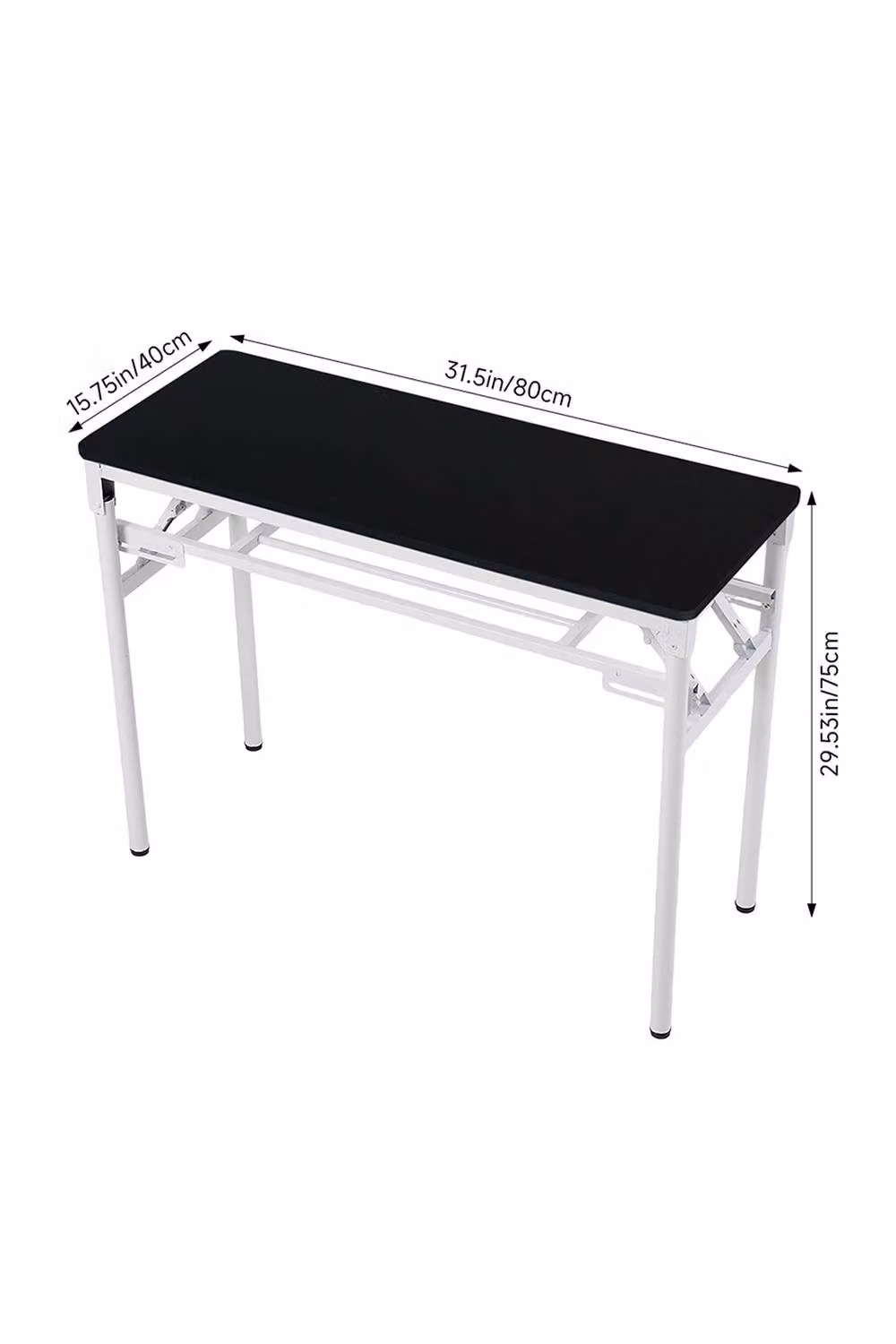 Living and Home Black Foldable 2-tier Computer Desk with Adjustable Foot Pads, W: 80 cm, D: 40 cm, H: 75 cm – 2