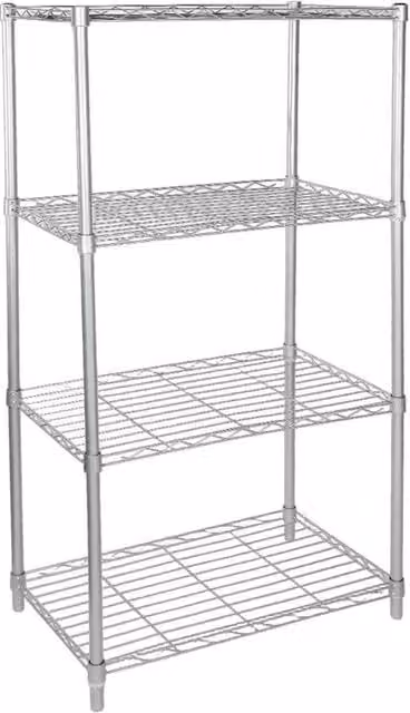KORVIXA 4 Tier Silver Metal Freestanding Storage Rack Shelving W/D/H: 90 x 90 x 90 cm – 1