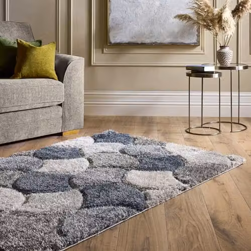 Phoenox Textiles Limited Origins 3D Scallop Navy Blue Rectangular Rug, W: 160 cm, D: 230 cm – 2