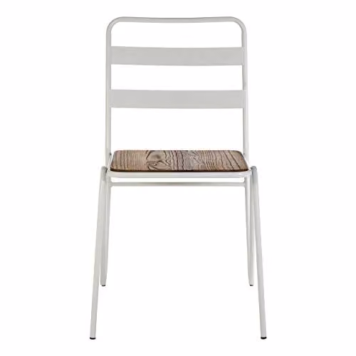 Premier Housewares District Dining Chair in White Metal and Elm Wood, W: 43 cm, D: 52 cm, H: 84 cm – 1