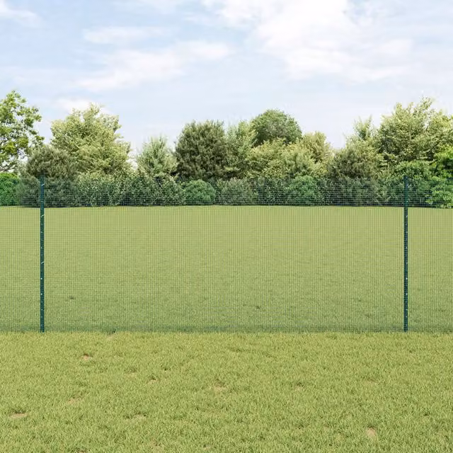 Berkfield Home Green Steel Welded Wire Fence with 22 U-Profile In-Ground Posts, 1 x 50 m