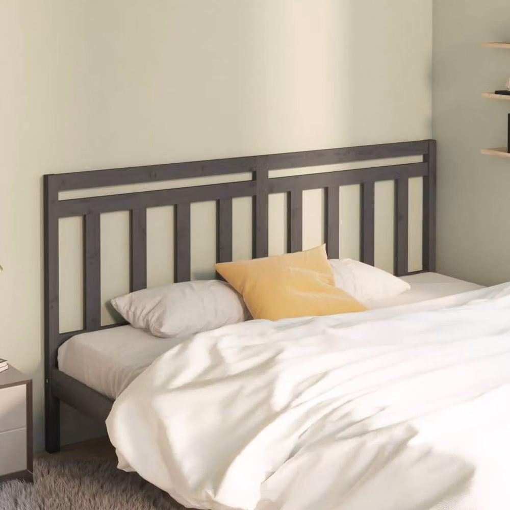 Berkfield Home Grey Rustic Solid Pine Wood Bed Headboard W: 186 cm, D: 4 cm, H: 100 cm – 2