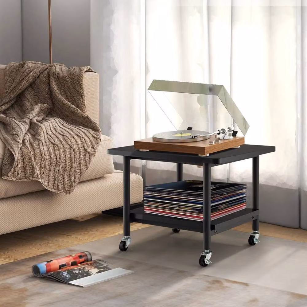 SPETLEK Black Under Desk Printer Table with Locking Castors, W/D/H: 40 x 40 x 37 cm – 3