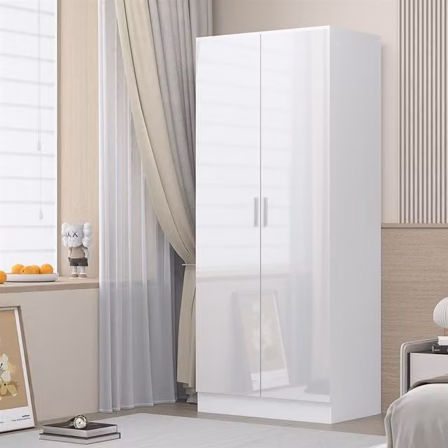 REFLECT 2 Door Wardrobe in White High Gloss and Matt Finish