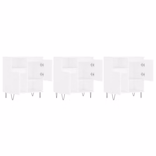 vidaXL Set of 3 Modern White Engineered Wood Sideboards and Storage Cabinets for your Living Room – 2
