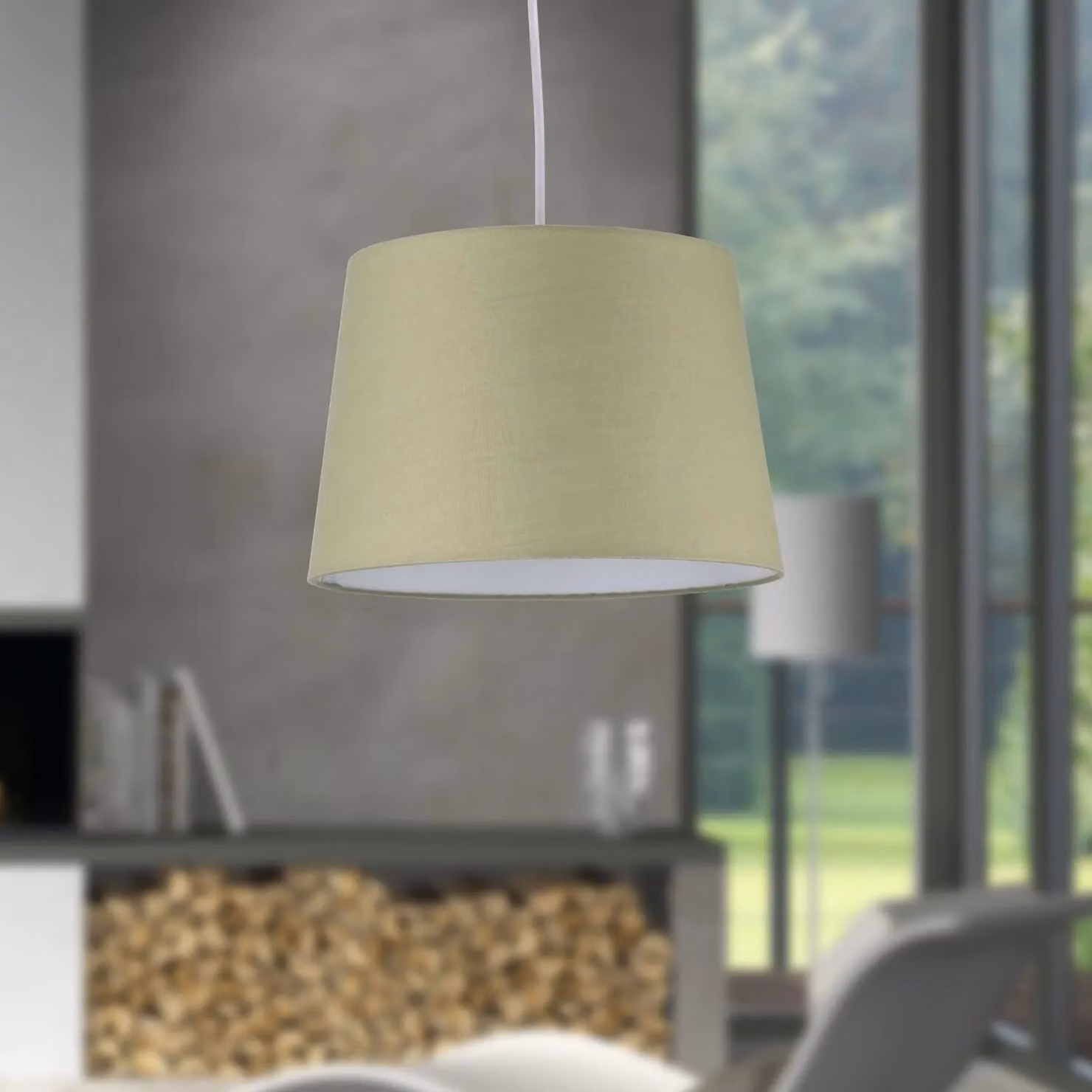 First Choice Lighting Green Cotton Tapered Cylinder Pendant Lamp Shade, Diameter: 28 cm – 3