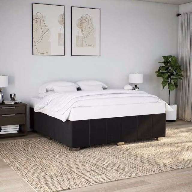 Berkfield Home Super King Upholstered Fabric Bed Frame in Black, 200 x 200 cm – 1