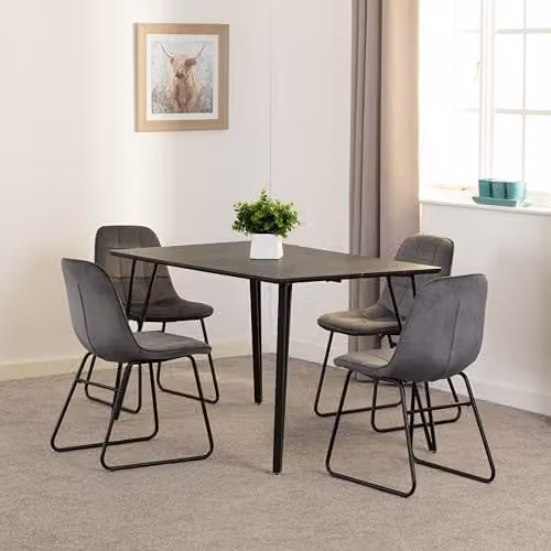 Seconique Marlow and Lukas Dining Set in Black and Grey