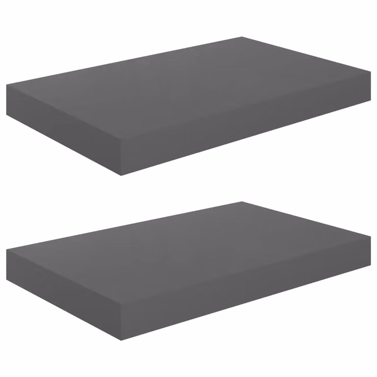 Berkfield Home Set of 2 High Gloss Grey Floating Wall Shelves, W: 40 cm, D: 23 cm, H: 3.8 cm