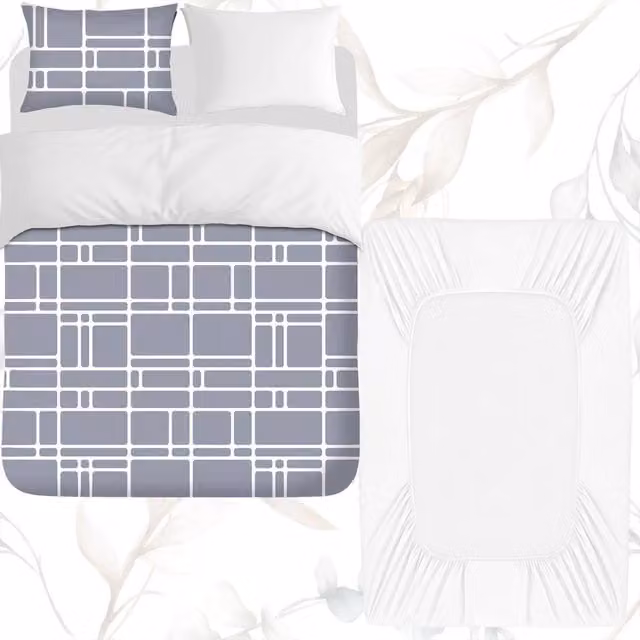 Grace Premium Microfibre Duvet Cover Set with Fitted Sheet and Pillowcase, Grey, Single