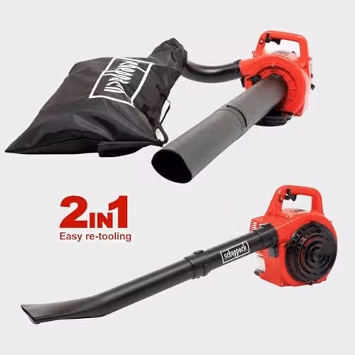 Scheppach LBH2600P Petrol Leaf Vacuum and Blower in Red and Black with 25.4 cc Engine, 260 km/h Air Speed and 50L Collection Bag – 2