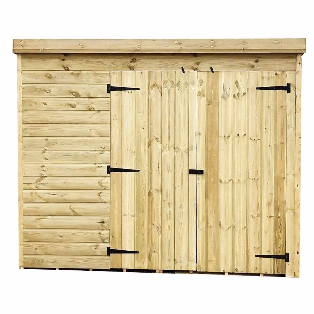 Marlborough Pressure Treated Pent Garden Shed with Double Doors in Sand – 2