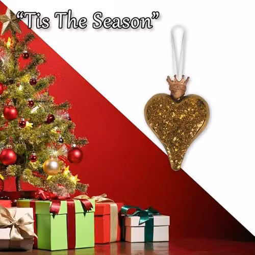 VFM e-Store Gold Christmas Hanging Heart Pendant Decoration W: 13 cm, H: 10 cm – 6