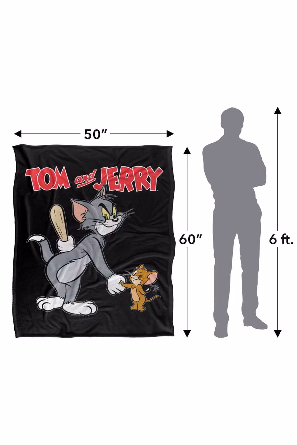Warner Bros. Tom & Jerry Extra Large Super Soft Fluffy Polyester Throw Blanket in Multicolour – 3