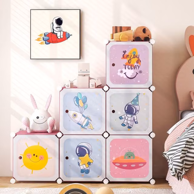 Costway 8-Cube Portable Baby Wardrobe and Storage Organiser in Pink