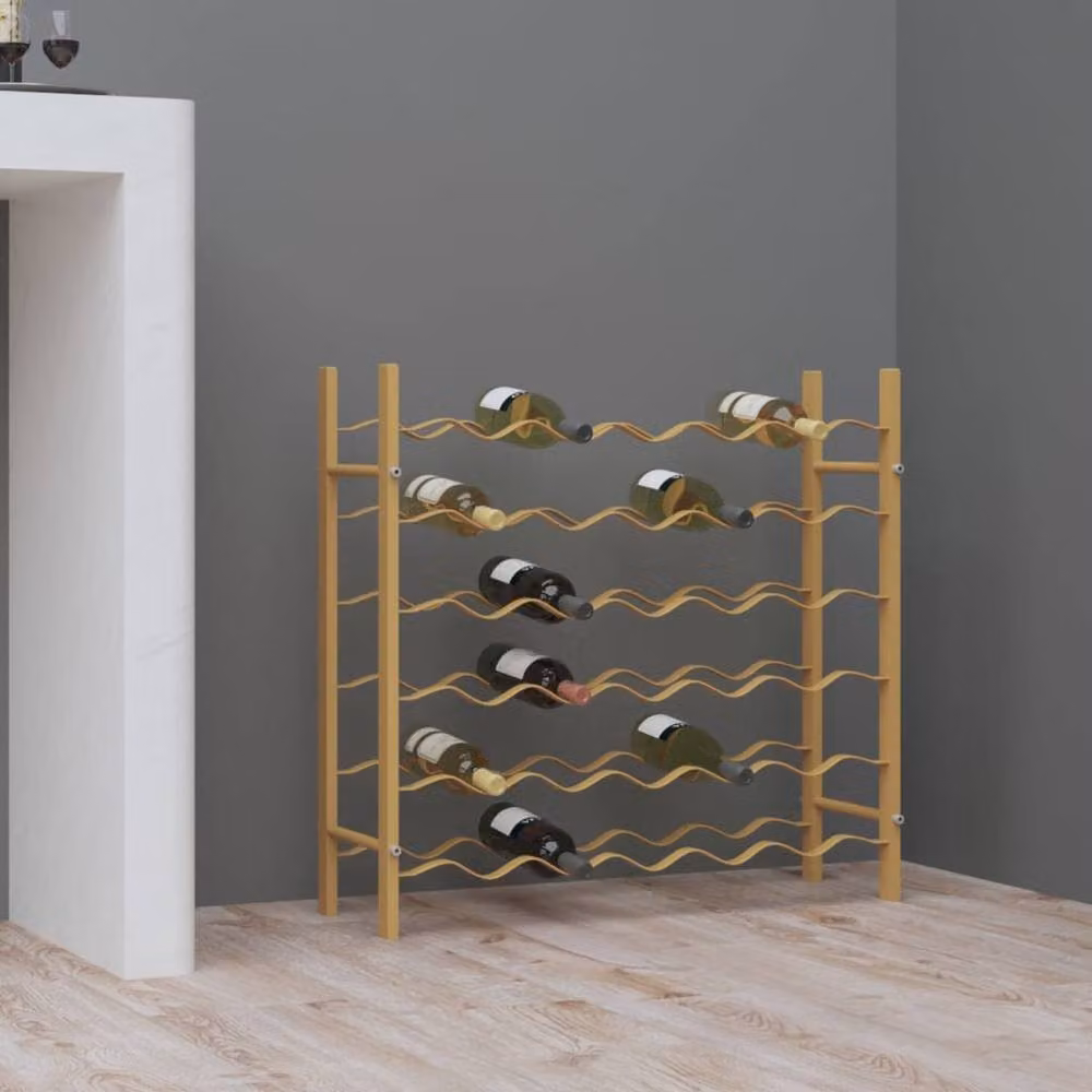 Berkfield Home Modern Wall Mounted Wine Rack for 36 Bottles, Matt Gold Metal, H 65.0 x W 58.5 x D 22.0 cm – 2