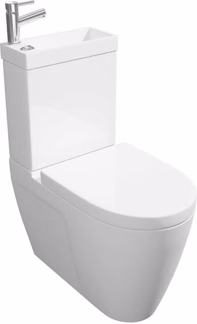 Clifton Premium Rimless Pan Toilet Set with Right Hand Basin and Soft Close Seat, White