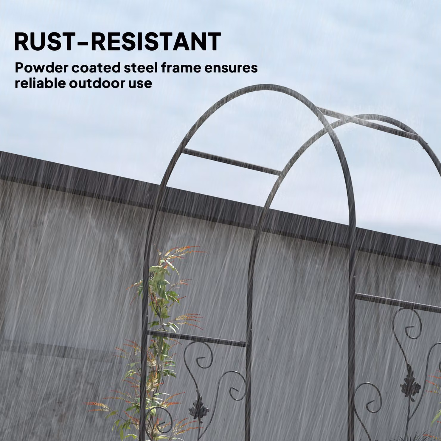 Outsunny Steel Garden Arch with Double Gate, Black, W/D/H: 107 x 45 x 217 cm – 4