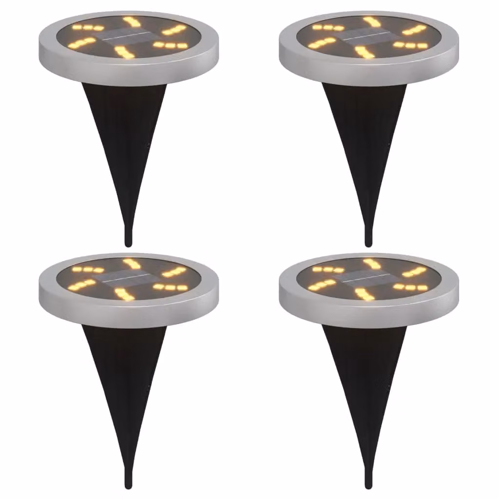 Berkfield Home Solar Ground Lights with Ground Spikes, 4 Pack, Black, Warm White – 2