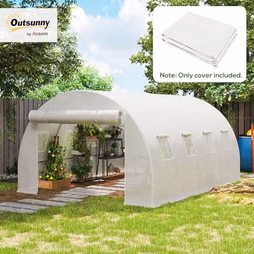 Outsunny White Plastic Polytunnel Greenhouse Replacement Cover, W: 4 m, D: 3 m, H: 2 m – 2