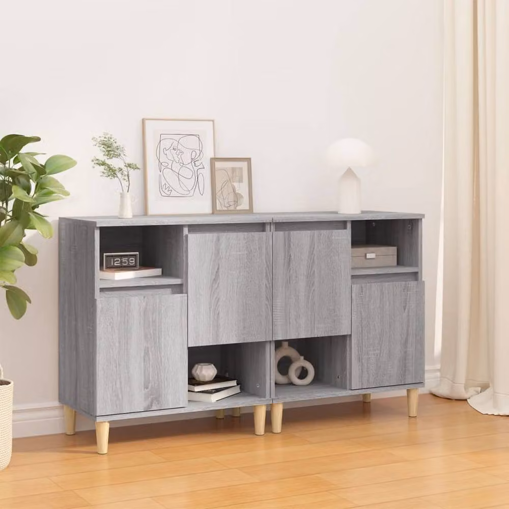 Berkfield Home Set of 2 Grey Sonoma Sideboards in Engineered Wood, W/D/H: 60 x 35 x 70 cm – 2