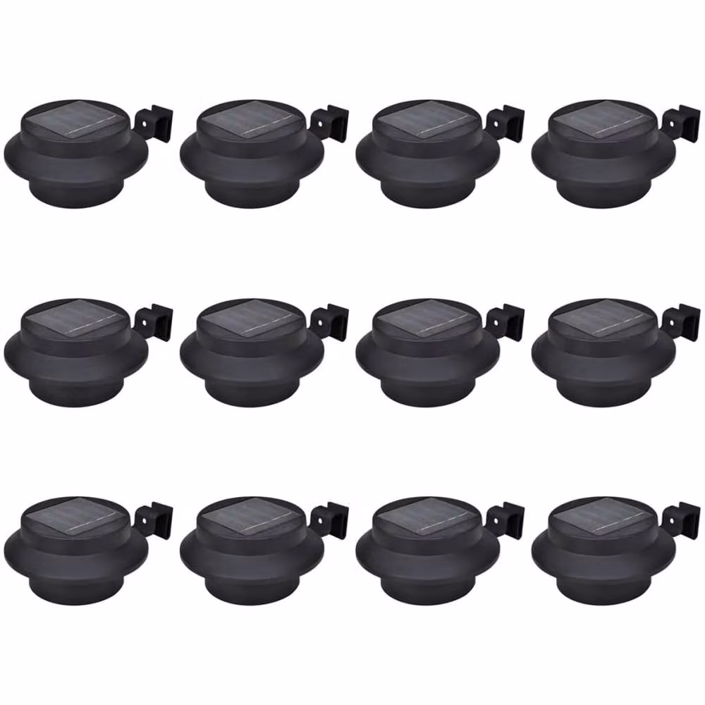 Berkfield Home 12 Piece Solar LED Outdoor Fence Lamps in Black – 2