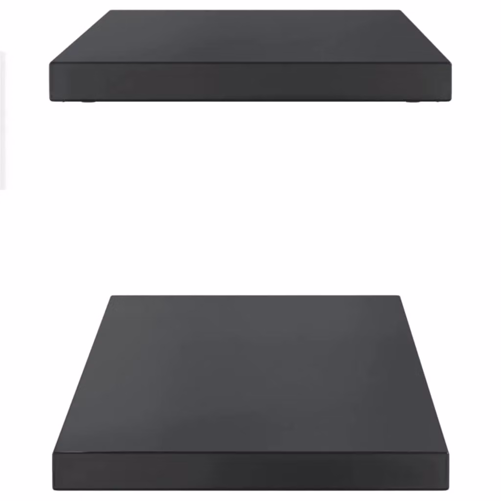 Berkfield Home Set of 2 Black Stainless Steel Wall Mounted Shelves, W: 100 cm, D: 30 cm, H: 3 cm – 3