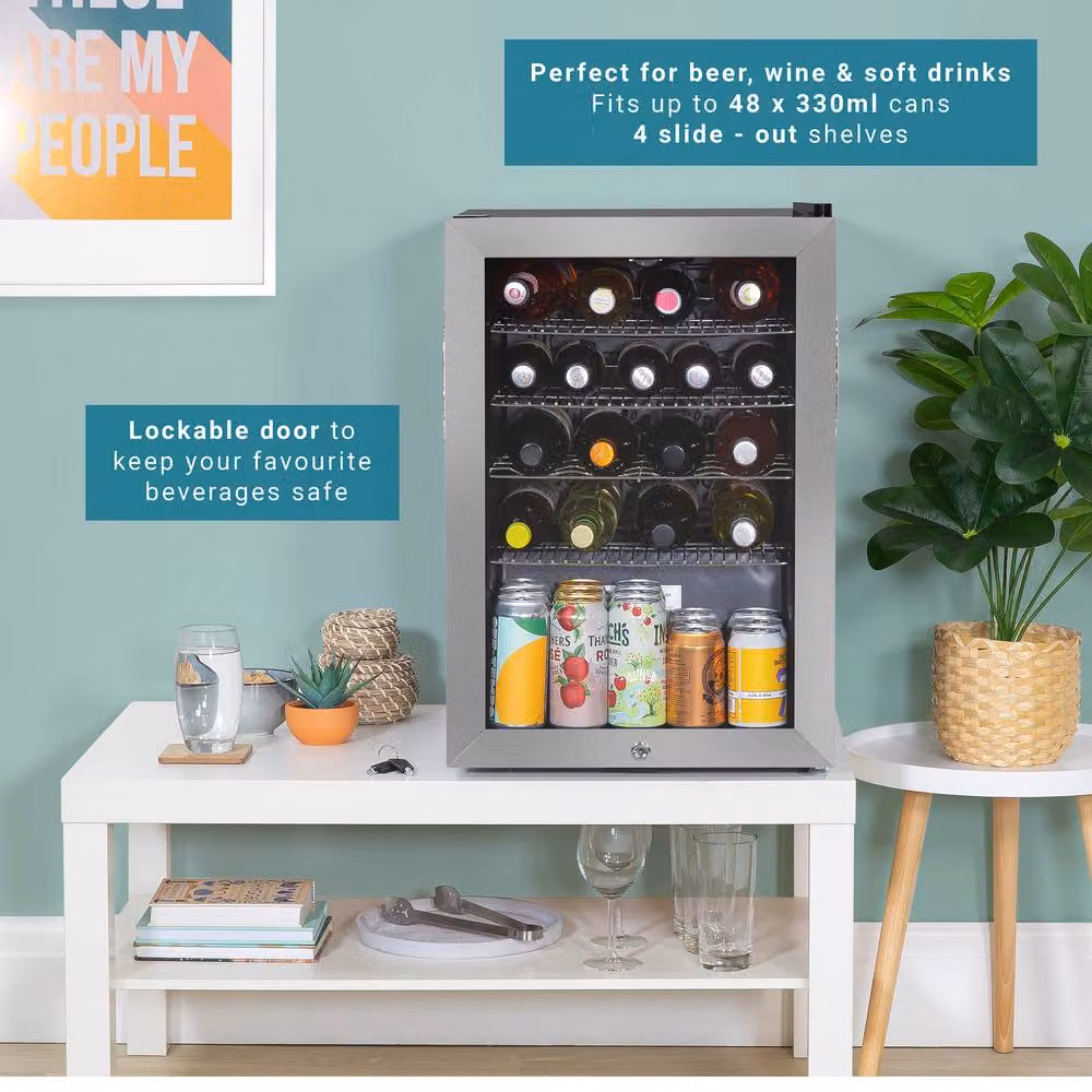 Kahla 62 Litre Under Counter Drinks Cooler with Glass Door and Adjustable Temperature in Silver – 2